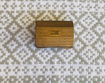 Vintage pill box, gold metal, Moscow London, antique
