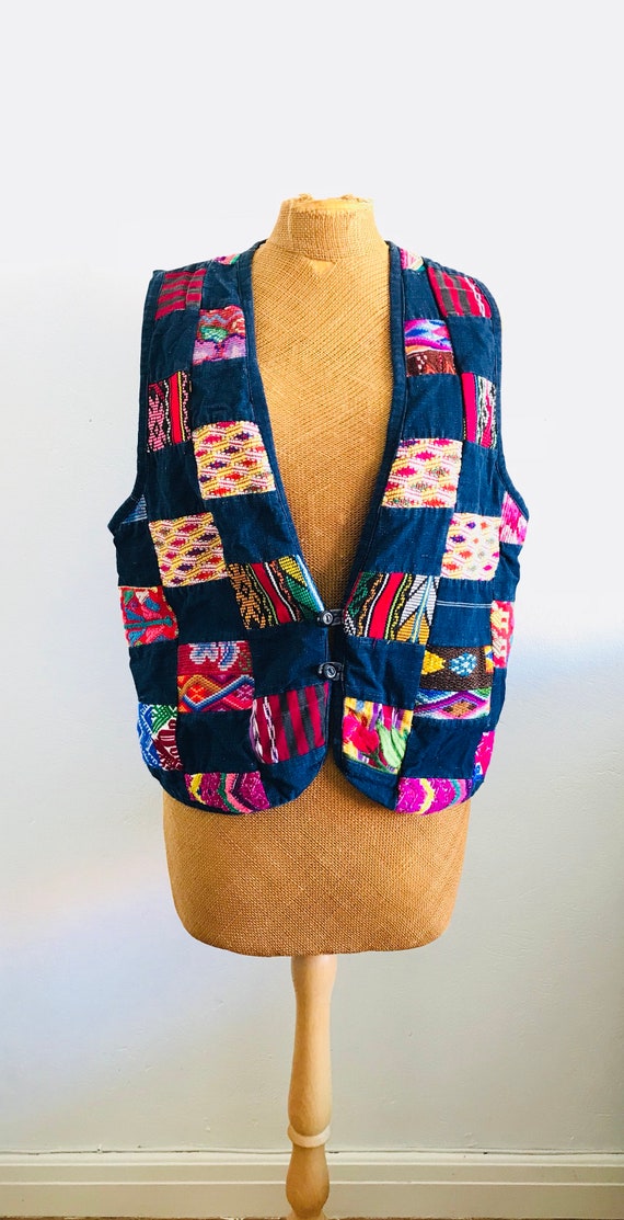 Vintage patchwork vest, boho, hippie, ethnic, folk