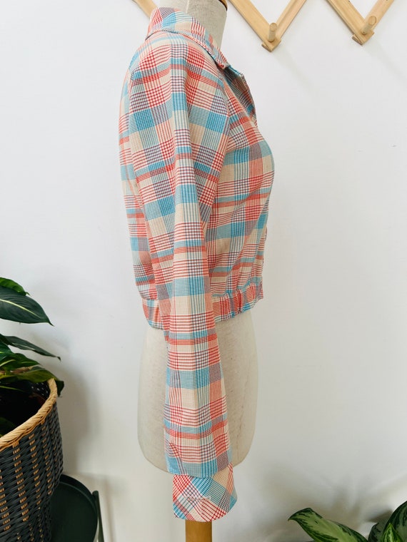 Vintage plaid jacket, cropped, retro 1960s, small… - image 5