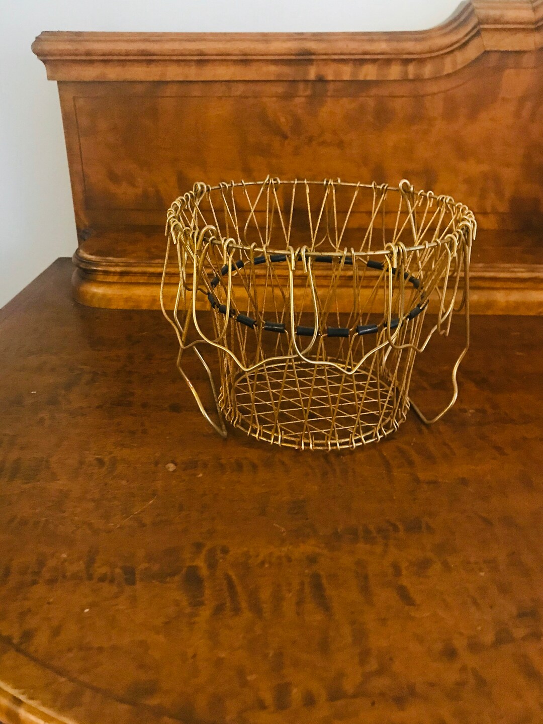 Vintage Egg Basket Gold Metal Wire Farmhouse Etsy
