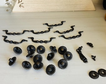 Vintage cabinet hardware, drawer pulls, metal