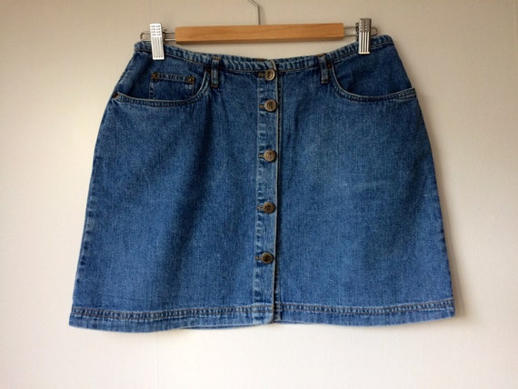 Vintage mini skirt, denim, 1980s/1990s, street st… - image 2