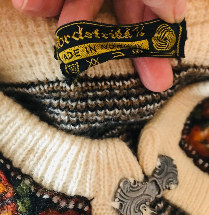 wool winter Holiday folk Vintage traditional Norwegian sweater