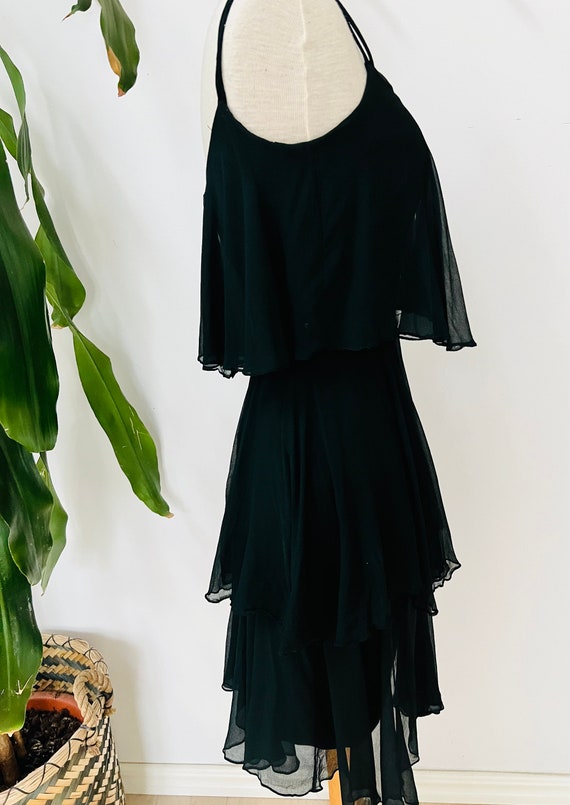 Vintage black dress, tiered, sheer, flapper, slee… - image 4