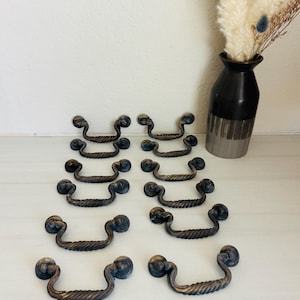 Vintage Drawer Pulls, Colonial Farmhouse Hardware | Metal Handles | Set Of 12, Plus Extra Pieces