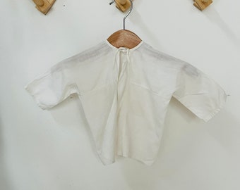 Vintage baby shirt, white, cotton, unisex, newborn