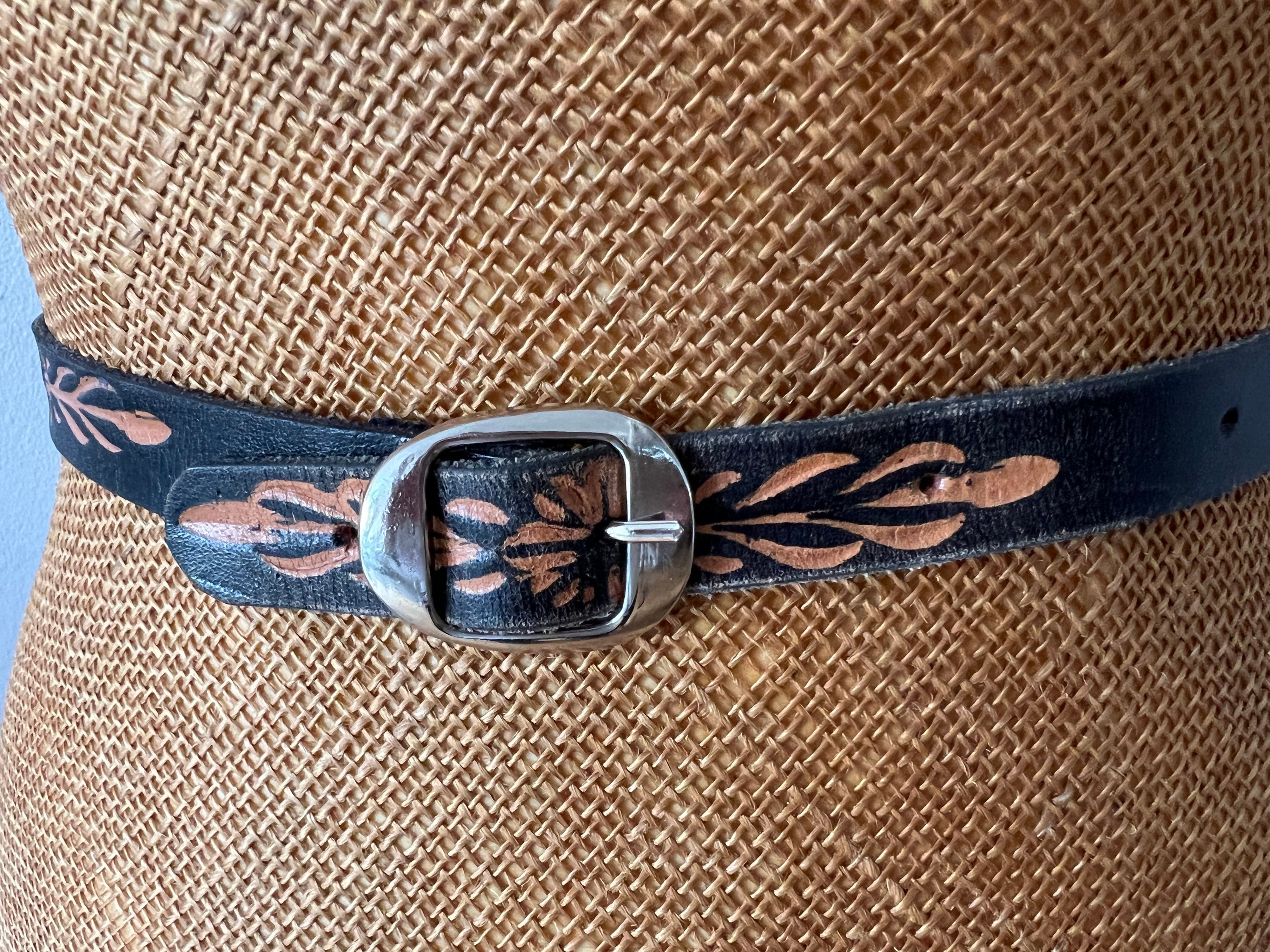 Rare Vintage Leather Multicolor Boho Folk Chic Belt Size 36\