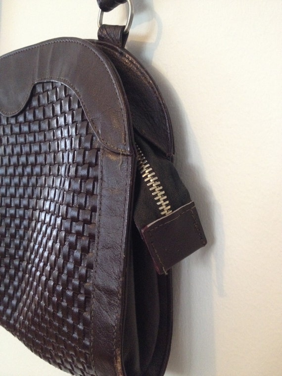 Vintage woven purse / shoulder bag, leather, boho