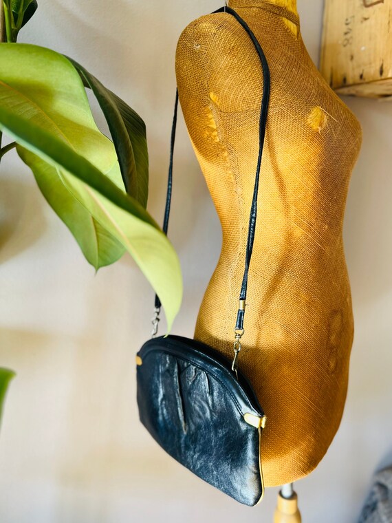 Vintage black purse / clutch, gold, preppy, glam,