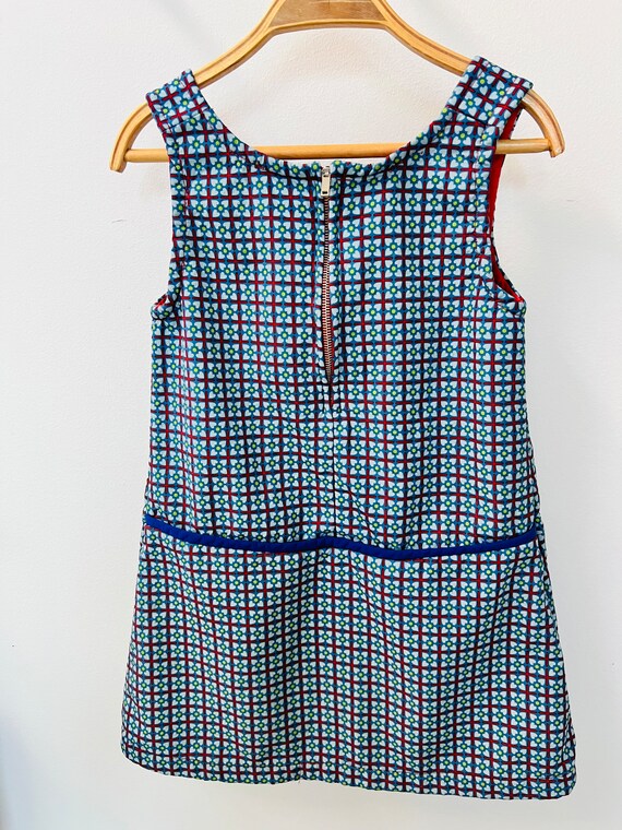 Girls vintage 1960s dress, argyle, sleeveless, fl… - image 7