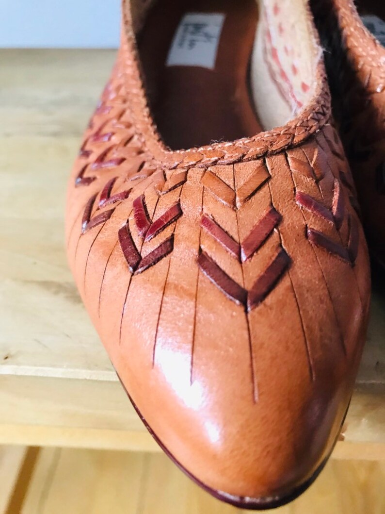 brown ballerina shoes springsummer Brazil Vintage ladies woven leather flats fashionista boho chic