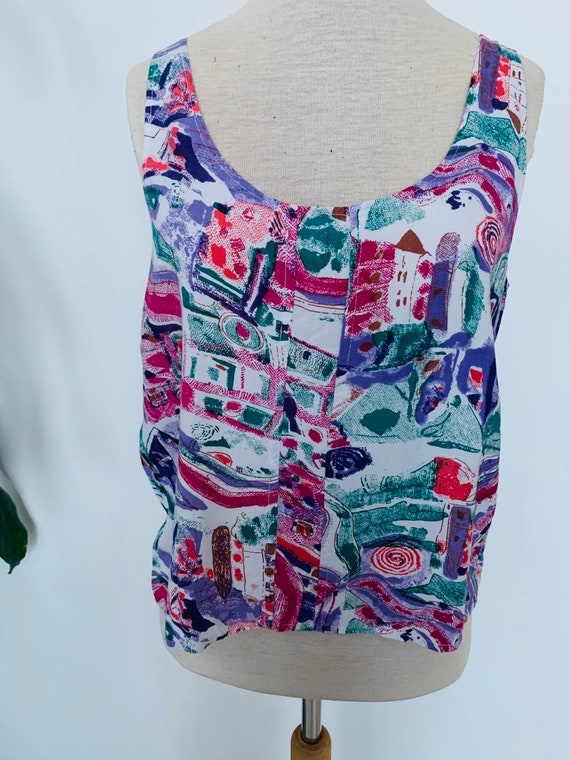 Vintage tank top / sleeveless blouse, summer, col… - image 3