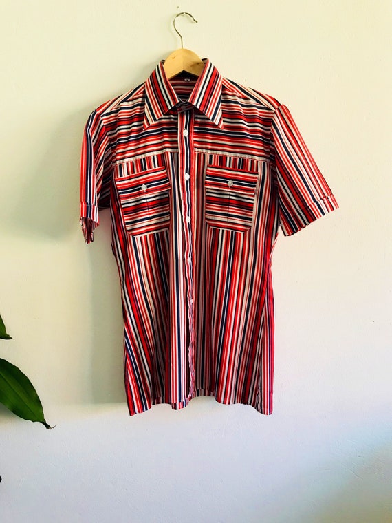 Vintage mens shirt, short sleeve, summer