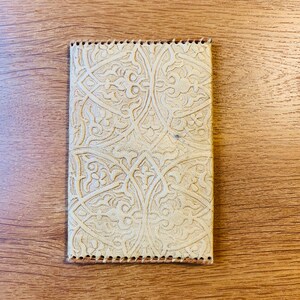 Cartera de cuero vintage, con herramientas, beige claro, étnica, boho