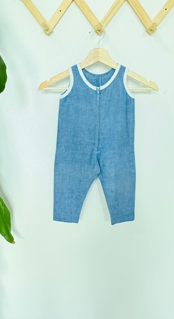 Vintage baby overalls / jumpsuit / romper, blue wh