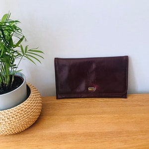 Vintage leather clutch, brown, boho chic