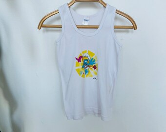 Girls vintage tank top / shirt, Smurfette, Smurfs, 1980s