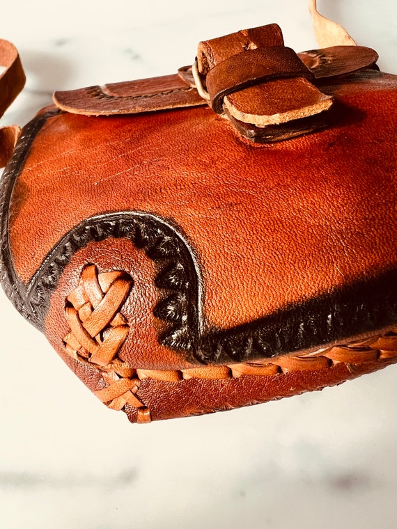 Vintage leather purse / bag, small, boho, western… - image 7