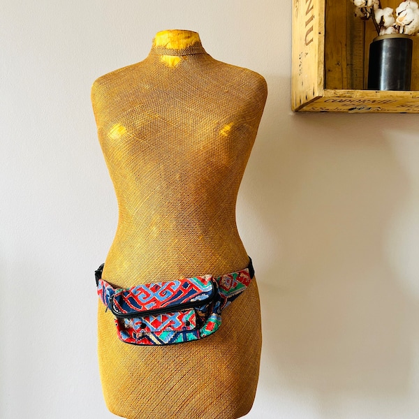 Vintage fanny pack, jaren 1980, kleurrijke, taille tas, heuptas