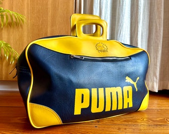 VERY RARE!! Sweden 70’s Puma Bag Authentic Vintage handbag Limited Edition Madrid Adidas yellow blue collectors Travel bag Sport bag