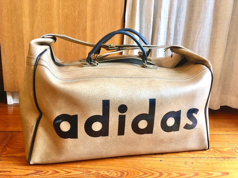 Vintage 60's Adidas Travel Bag Beige Very Rare Made in West Germany Adi Dassler Gym Bag
