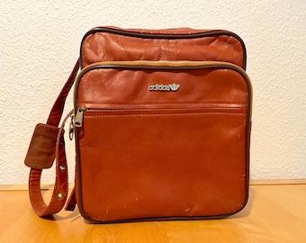 Sac De Tennis Vintage En Cuir Et Toile Marron - Rare, Comme Neuf, Occasion En Très Bon état