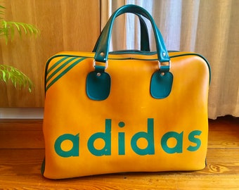 Amazing 60’s Adidas Original Sport Bag Vintage Mustard Yellow Retro Collectors Tennis Bag Handbag Travel Gym bag advertising spot agency