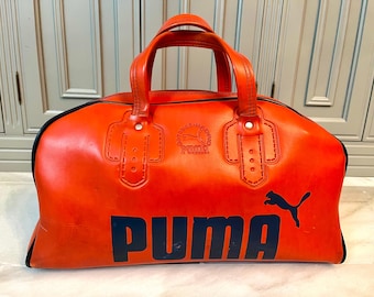 Vintage Y2K Puma Fabric Purse Small Gym Bag Handbag Orange