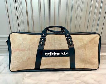 70’s Adidas Bag Tennis Golf Travel Vintage Authentic beige blue collectors original madr in France