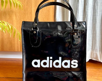 VERY RARE!! Adidas 70’s Vintage Authentic Handbag Travel Bag limited edition from France collectors Black patent leather