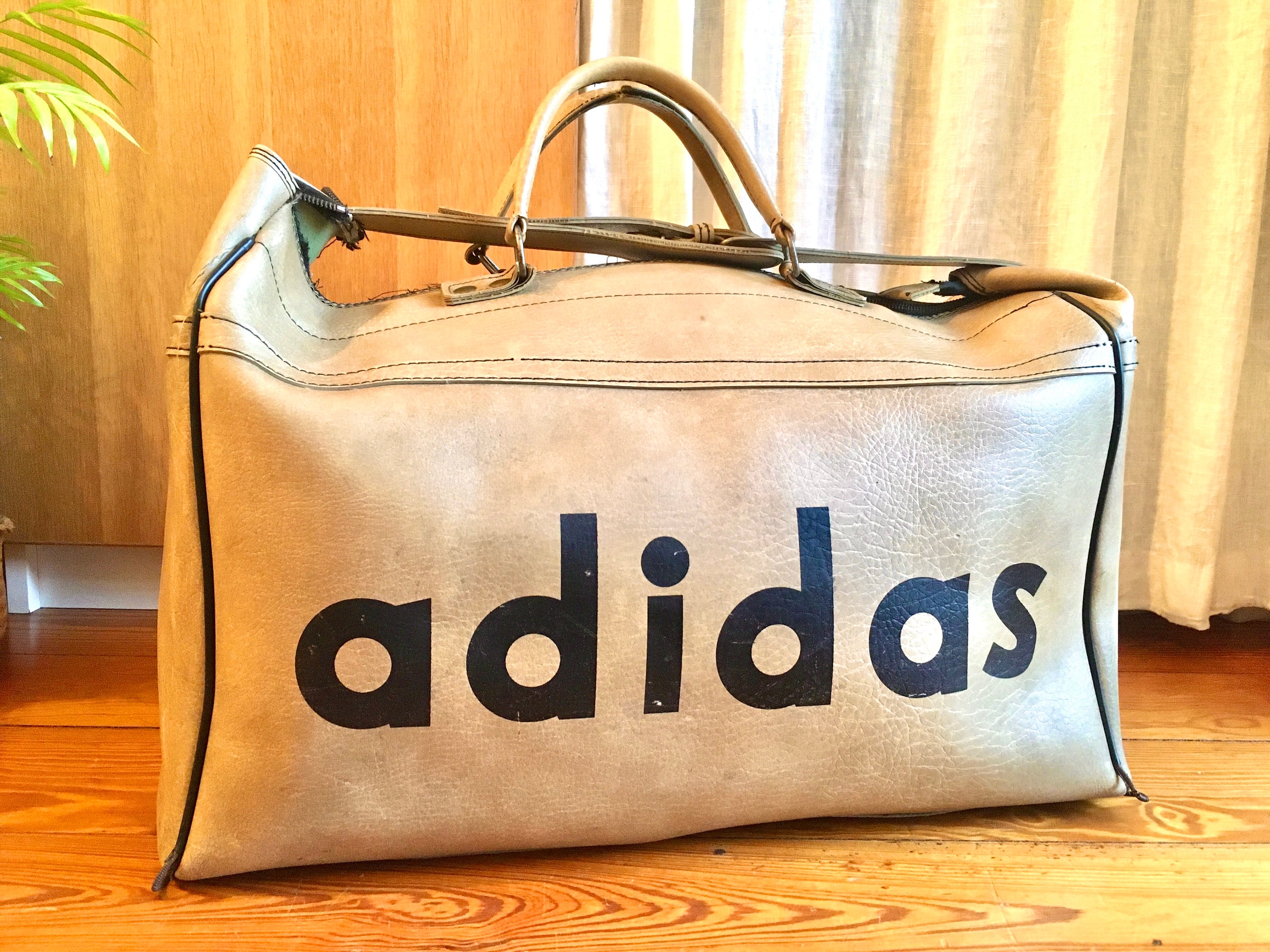 Vintage 60 s Adidas Travel Bag beige Very Rare Made in West Germany Adi Dassler Gym Bag Collectors