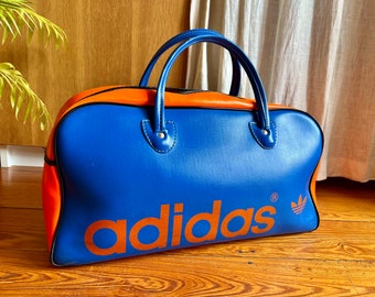 TRÈS RARE!! Adidas 70's Authentic Bag Handbag Orange bleu édition limitée d’Allemagne sac de sport voyage salle de sport photoshooting original collector