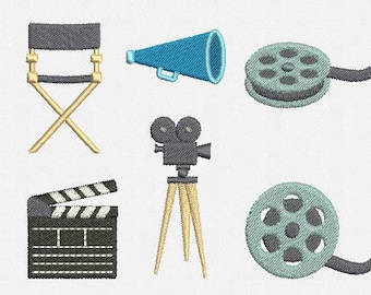 Mini Cinema Machine Embroidery Designs Pack  - 6 Designs by 3 Sizes