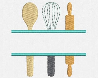 Split Kitchen Tools Machine Embroidery Design - 1 Size