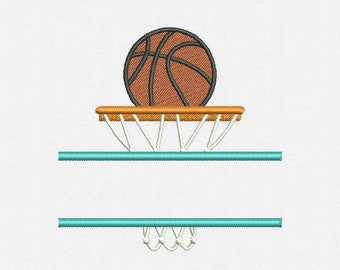 Split Basketball Machine Embroidery Design - 1 Size