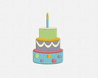 Birthday Cake Machine Embroidery Design - 5 Sizes