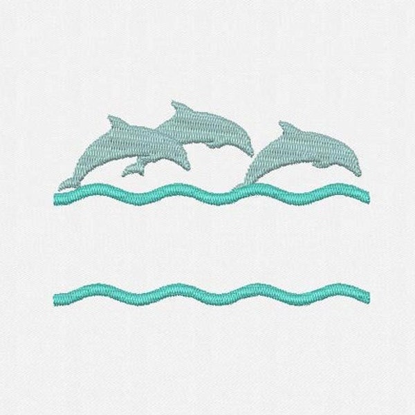 Split Dolphin Machine Embroidery Design - 3 Sizes