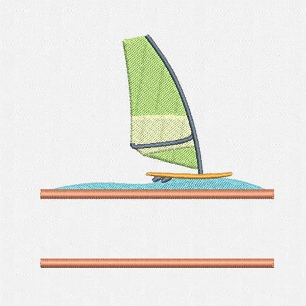 Split Windsurfing Frame Monogram Machine Embroidery Design - 1 Size