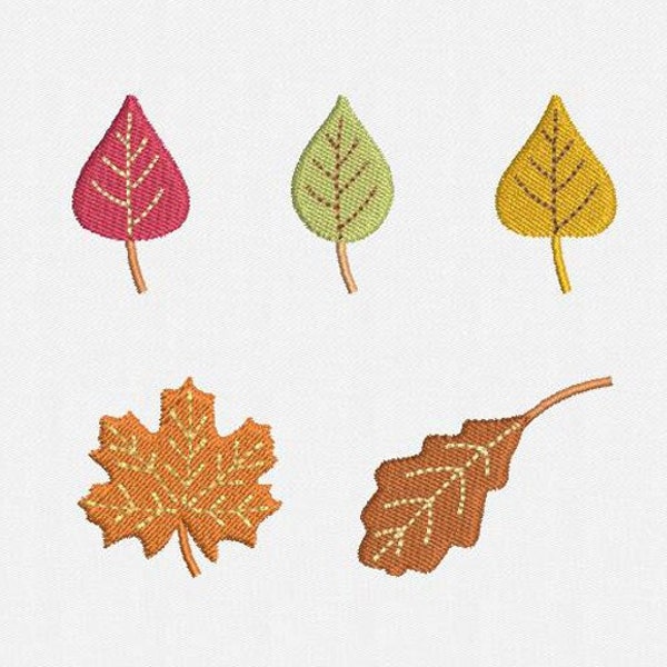 Mini Leaf Machine Embroidery Design - 5 Designs by 2 Sizes