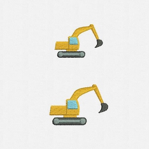 Mini Excavator Machine Embroidery Design - 2 Sizes