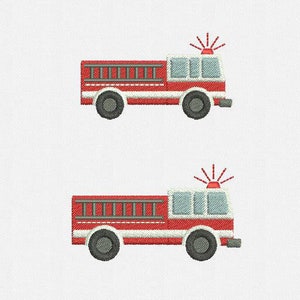 Diseño de bordado a máquina de mini camión de bomberos (2 tamaños)