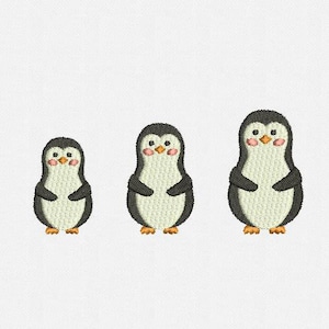 Mini Penguin Machine Embroidery Designs - 3 Sizes