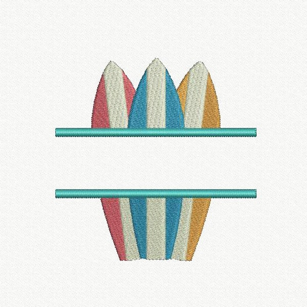 Split Surfing Machine Embroidery Design - 1 Size