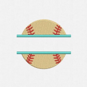 Split Baseball or Softball Machine Embroidery Design - 2 Sizes