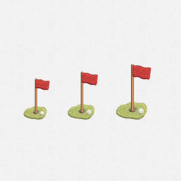 Mini Golf Flag Machine Embroidery Design - 3 Sizes