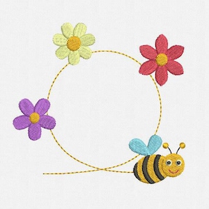 Bee Frame Monogram Machine Embroidery Design - 1 Size