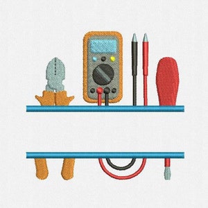 Split Electrician Machine Embroidery Design - 2 Sizes