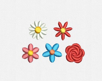 0,5&quot; and 0,75&quot; Mini Flowers Machine Embroidery Design - 5 Designs by 2 Sizes