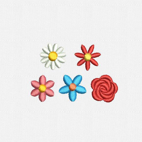 0,5" and 0,75" Mini Flowers Machine Embroidery Design - 5 Designs by 2 Sizes