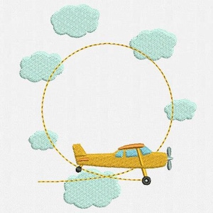Plane Frame Monogram Machine Embroidery Design - 2 Sizes